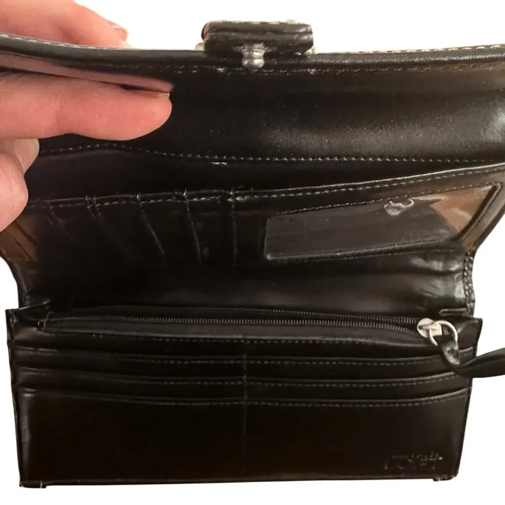 Black Long Wallet Snap Closure Ann Taylor LOFT